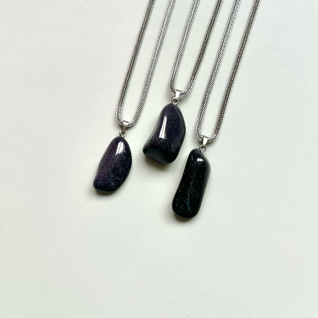 Gemstone collier Goudsteen blauw