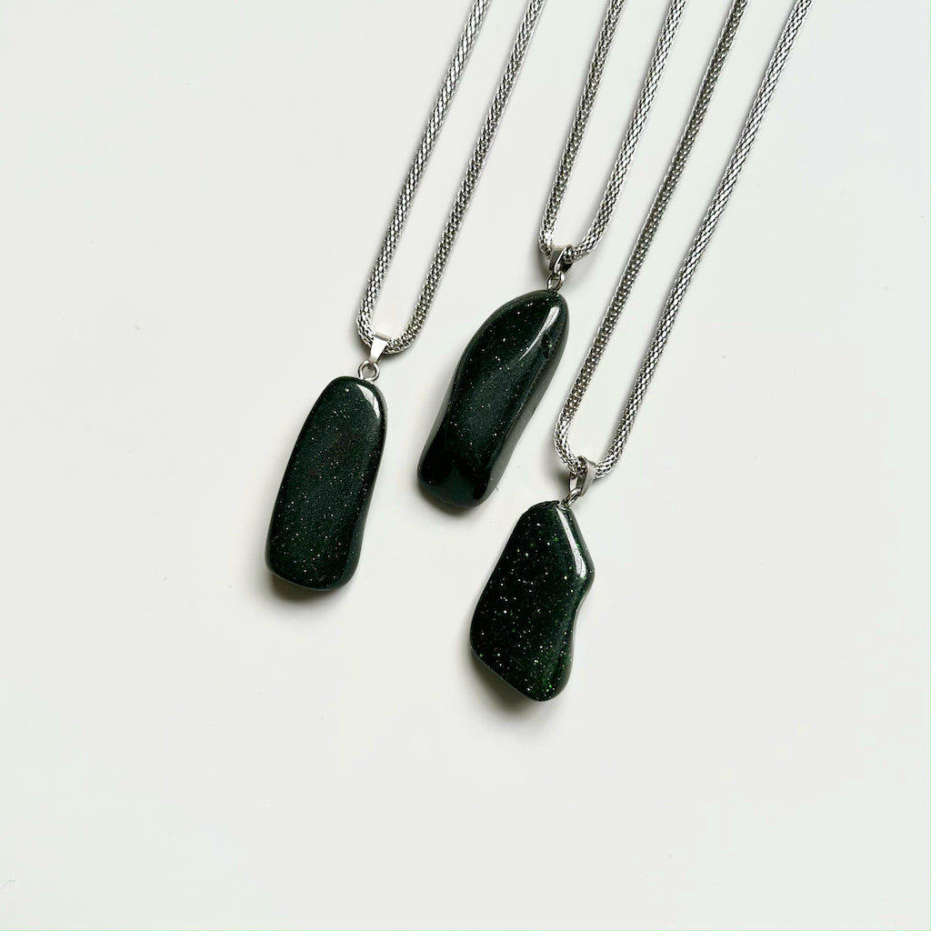 Gemstone collier Goudsteen groen