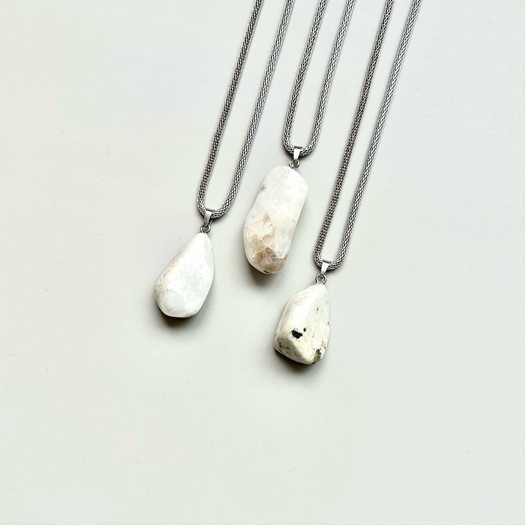 Gemstone collier Maansteen blauw