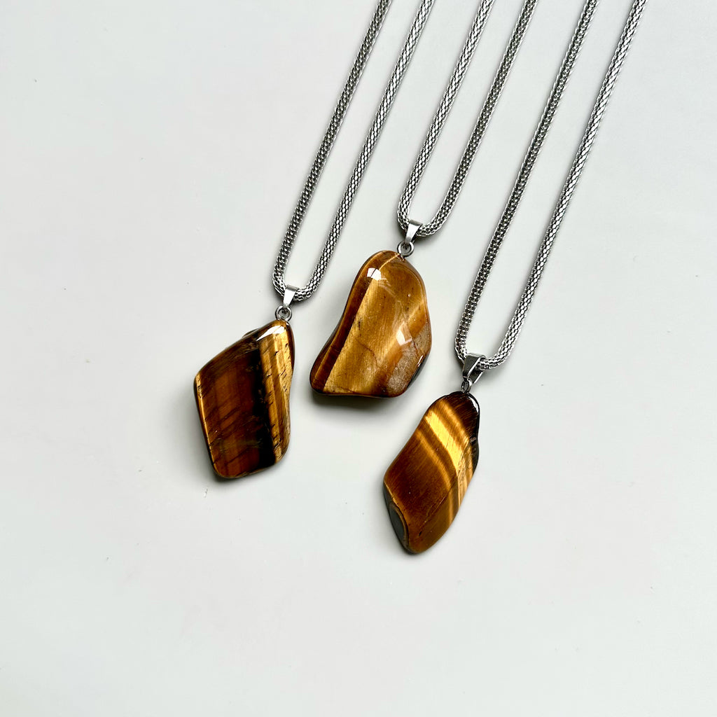 Gemstone collier Tijgeroog goud