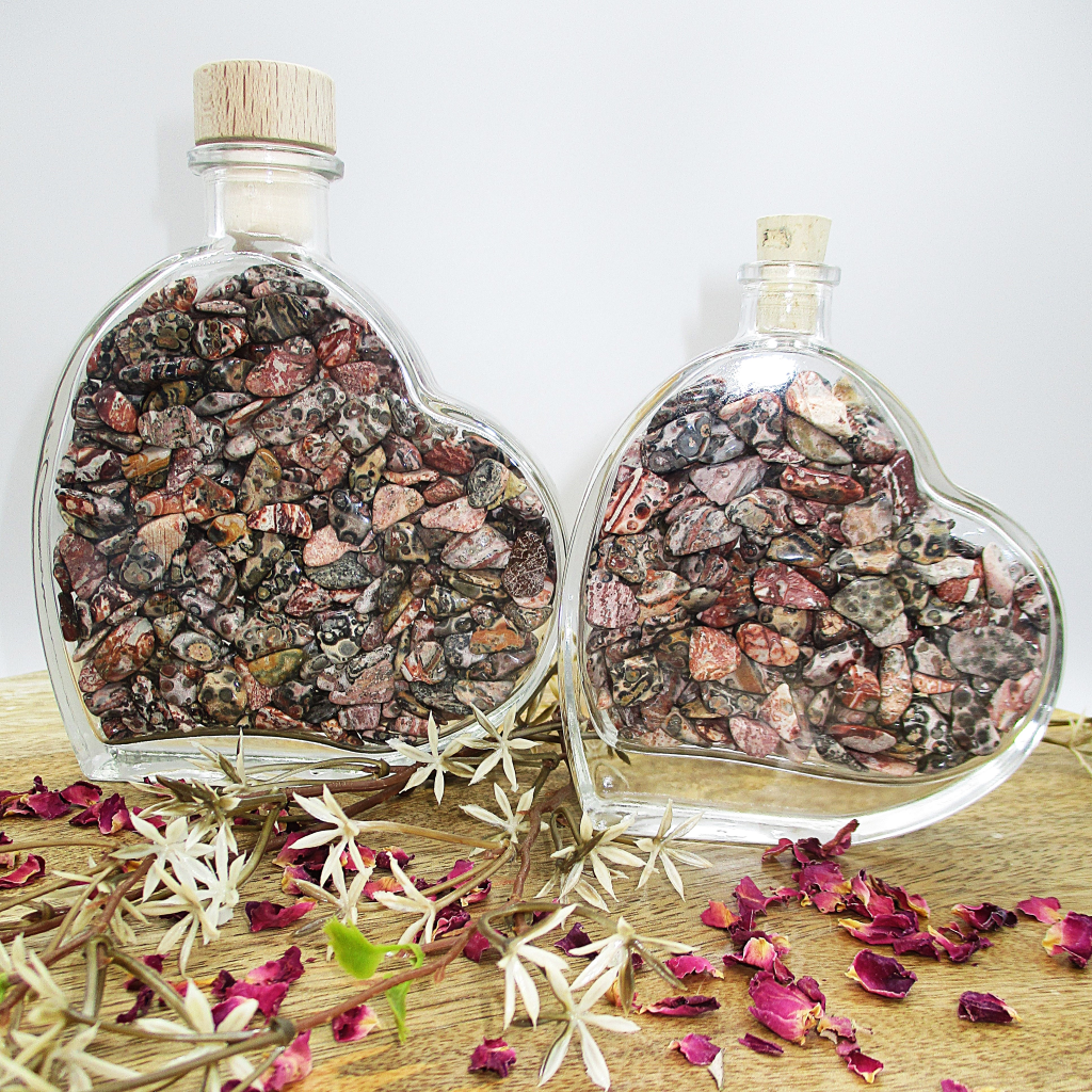 Hart flesje leopardskin agaat 100ml