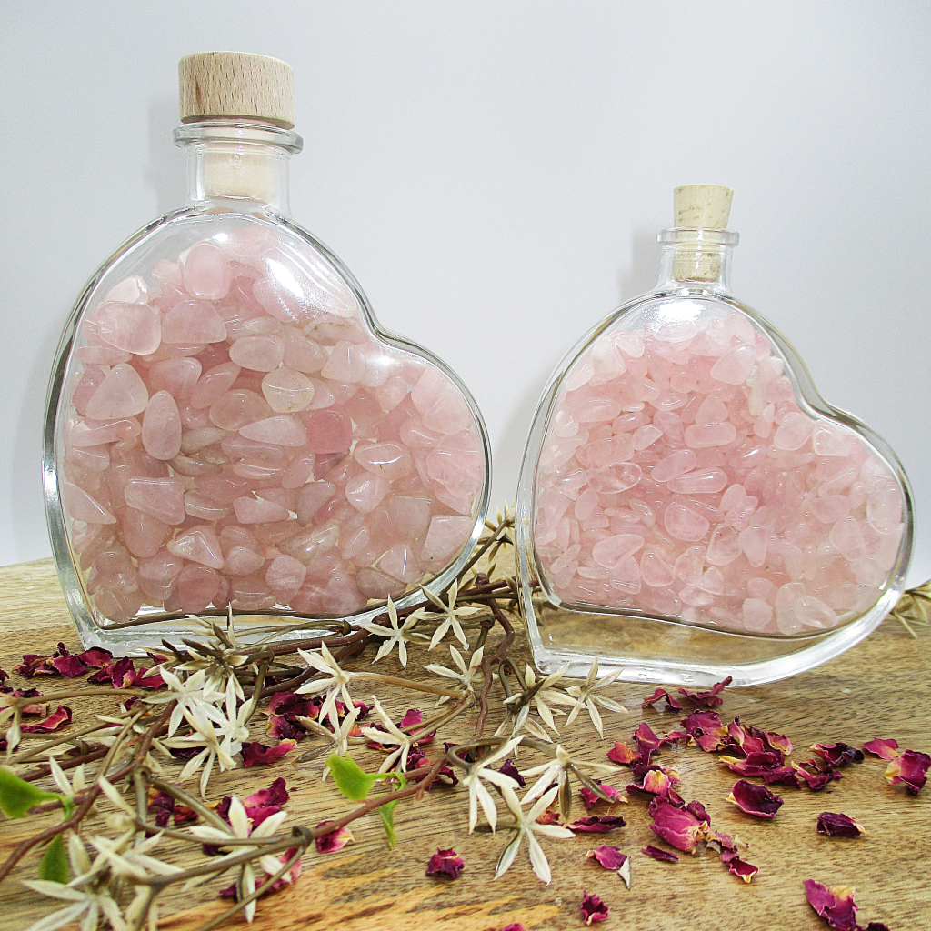 Hart flesje roze kwarts 100ml