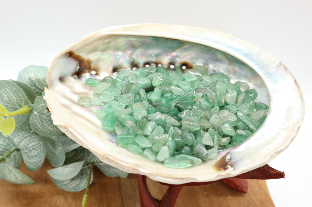 Abalone schelp met aventurijn groen