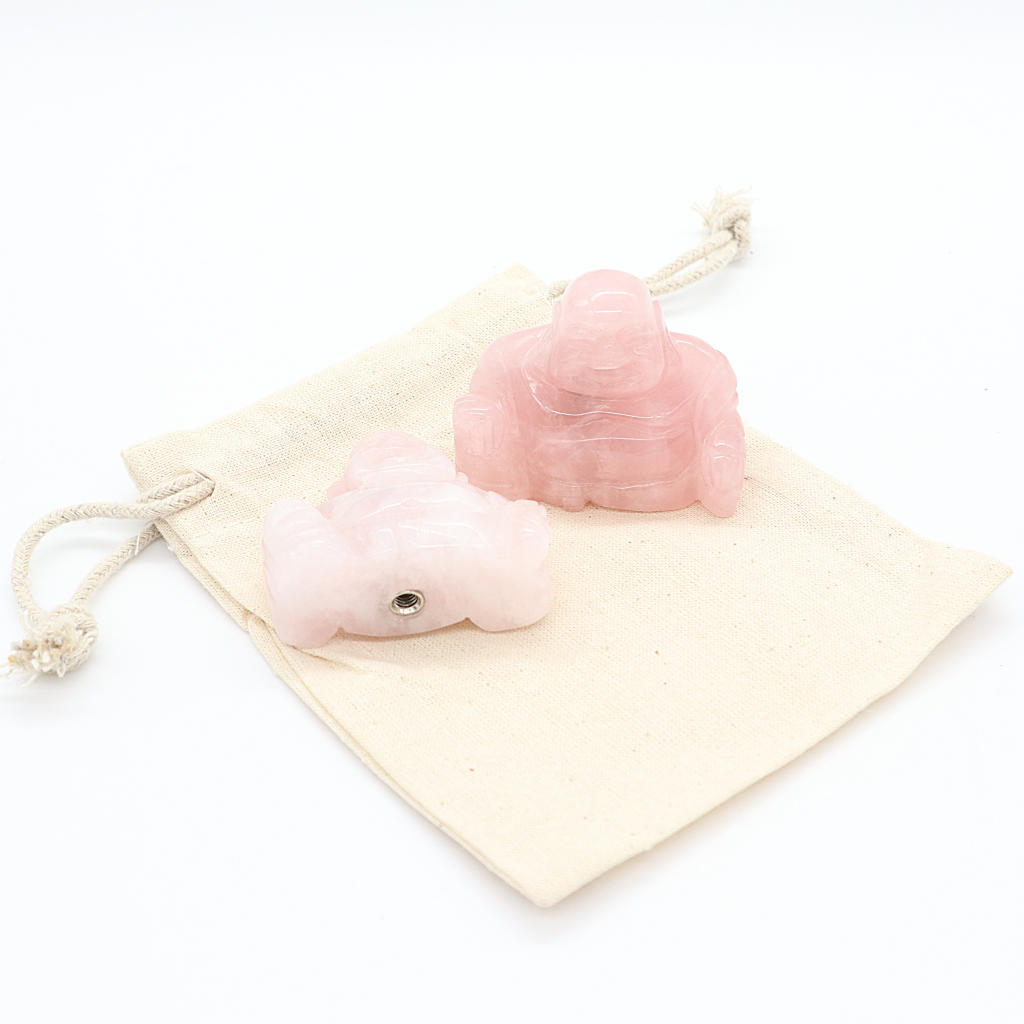 Edel-gedenk-steen rozenkwarts boeddha