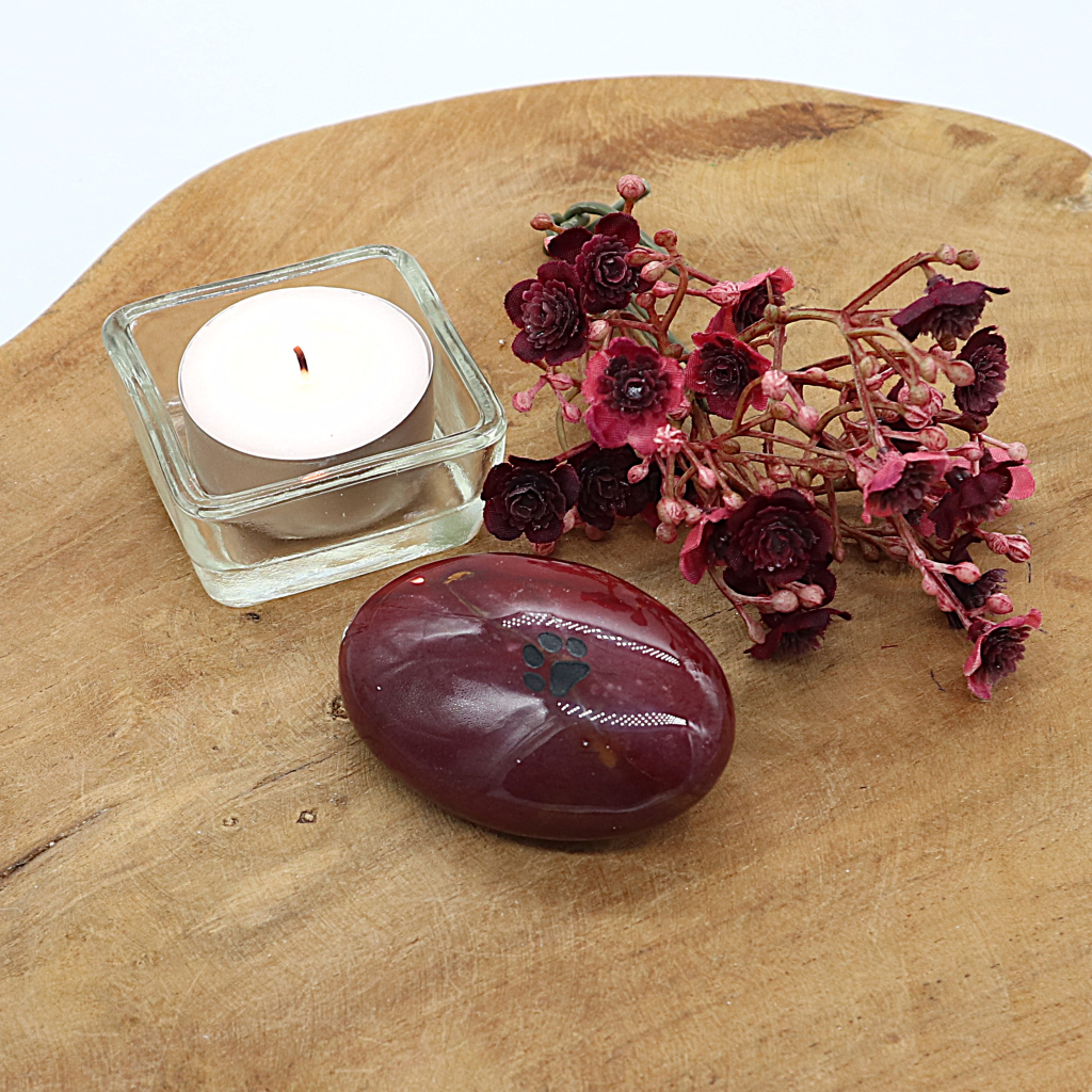 Edel-gedenk-steen mookaiet ovaal hondenpootje