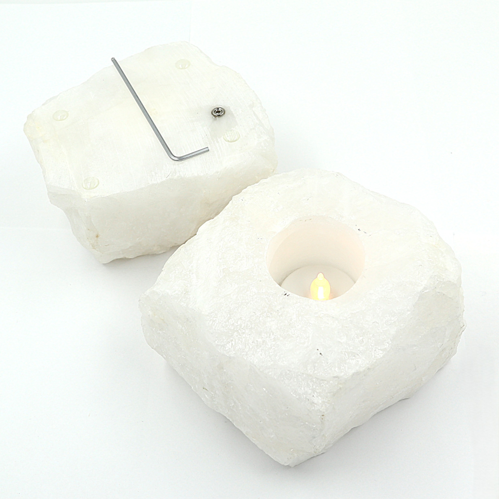 Edel-gedenk-steen waxinelichthouder bergkristal