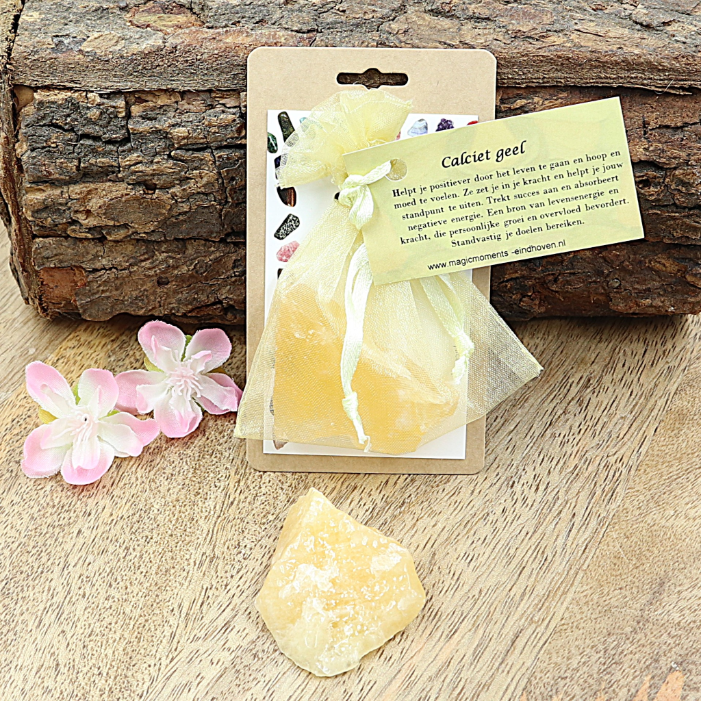 Buideltje ruwe Calciet geel