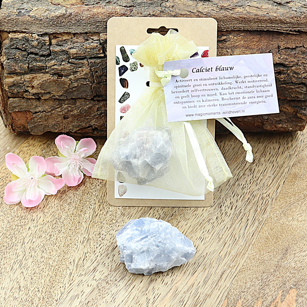 Buideltje ruwe Calciet blauw