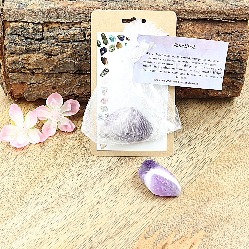 Buideltje Amethist trommelsteen