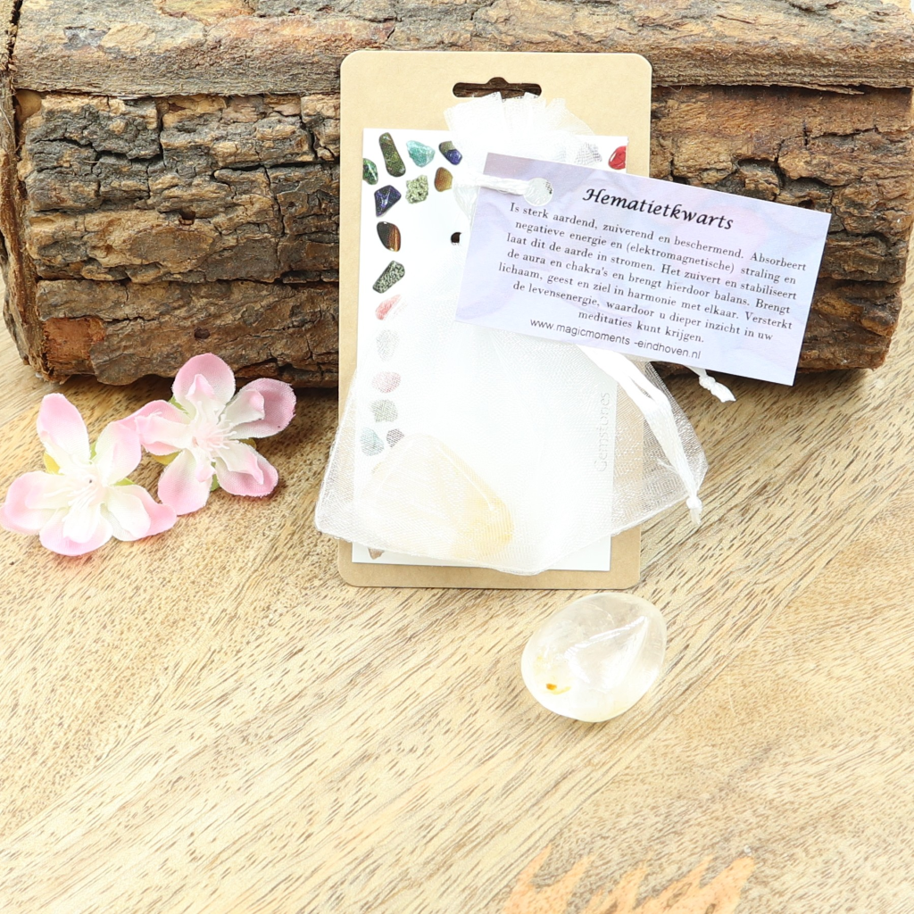Buideltje Hematietkwarts trommelsteen