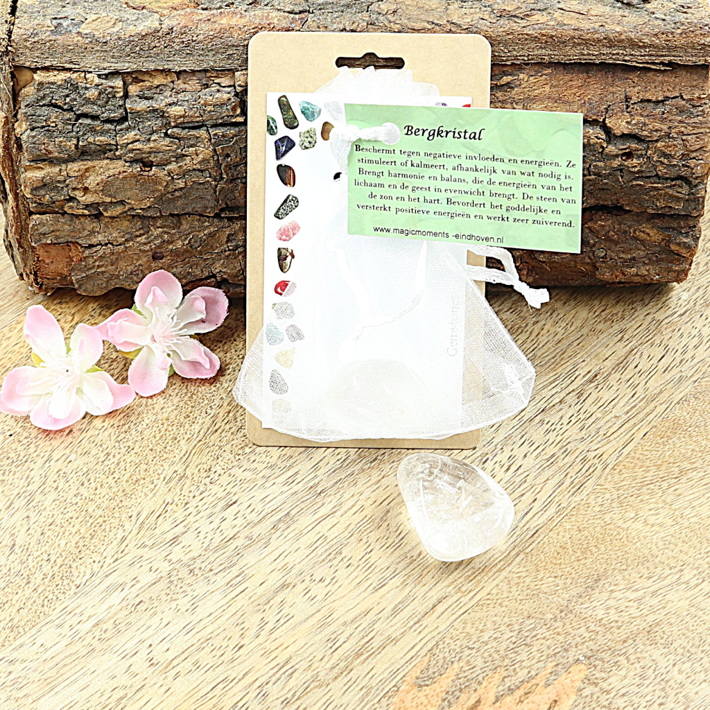 Buideltje Bergkristal trommelsteen