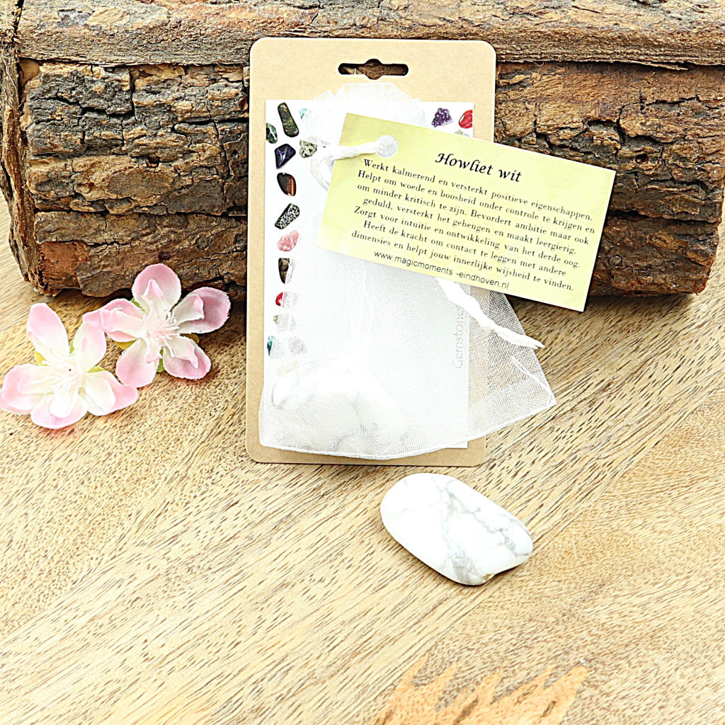 Buideltje Howliet wit trommelsteen