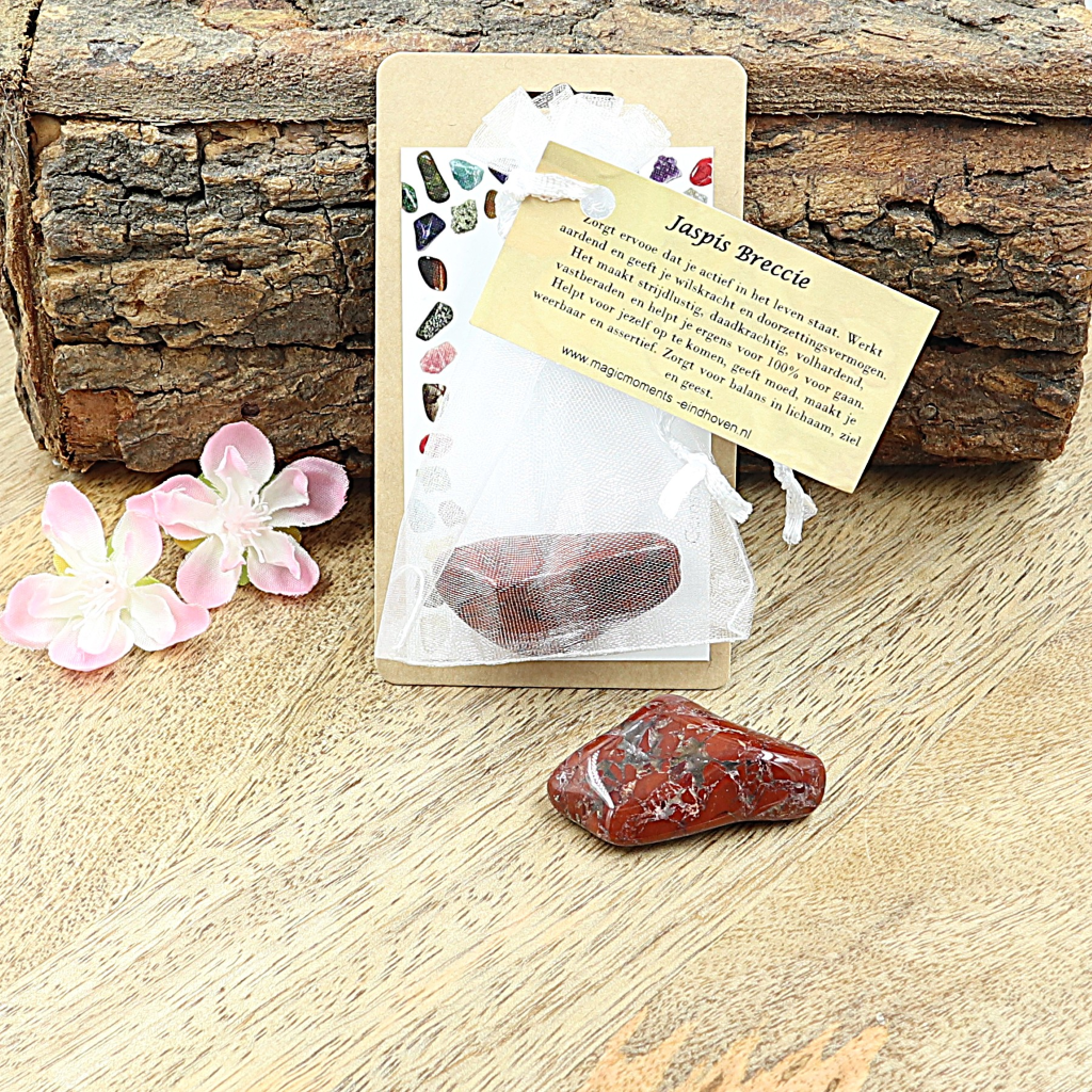 Buideltje Jaspis Breccie trommelsteen