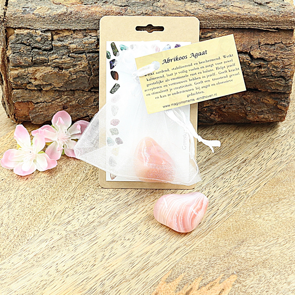 Buideltje Abrikoos Agaat trommelsteen