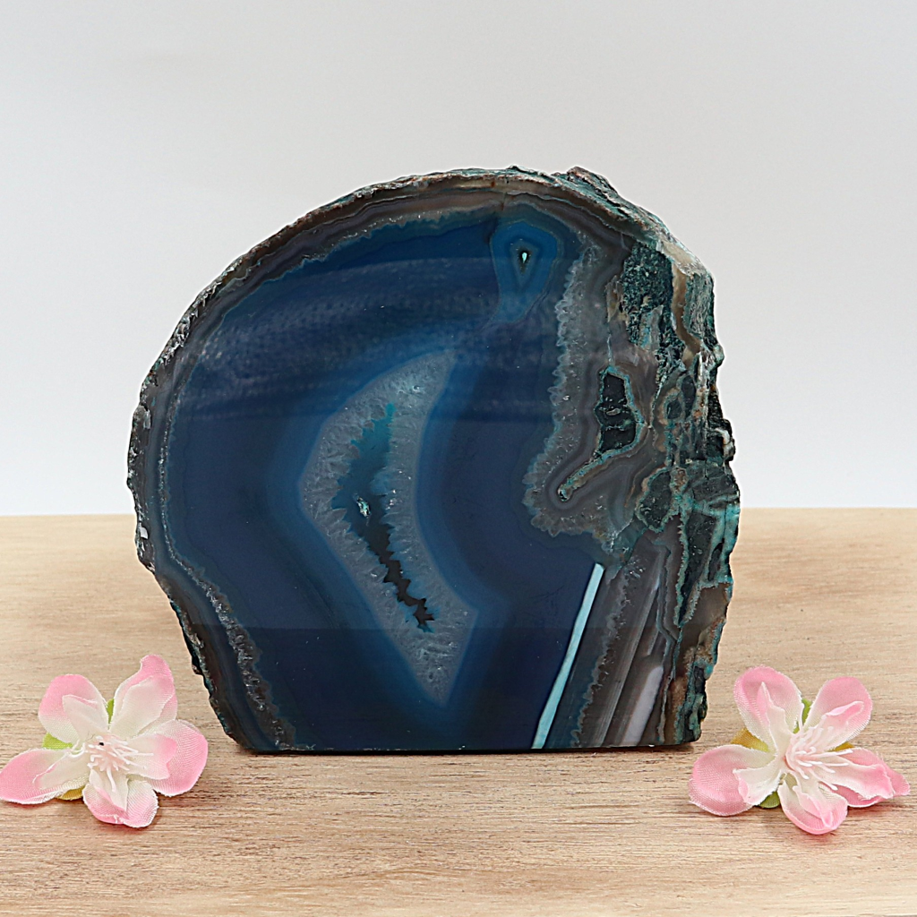 Agaat waxinelichthouder blauw