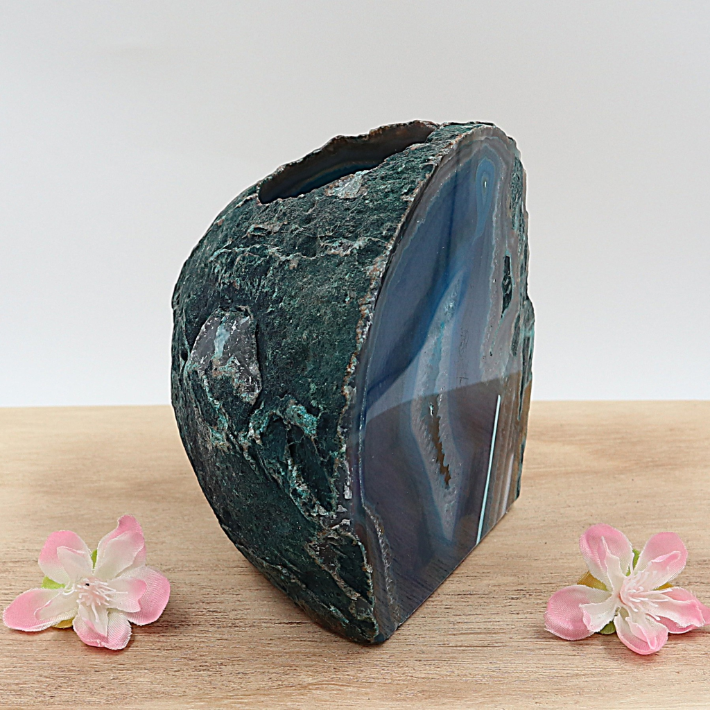 Agaat waxinelichthouder blauw