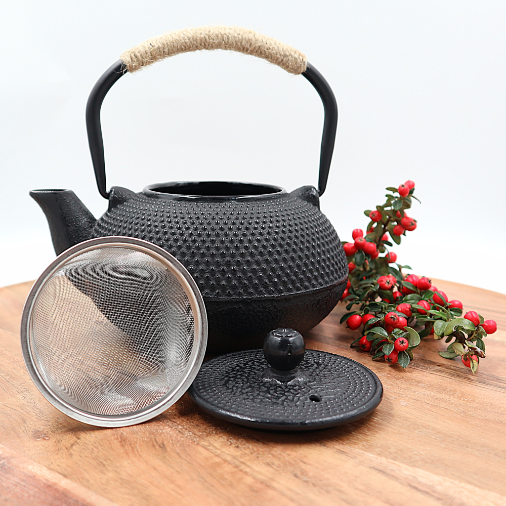 Tetsukyusu geëmailleerde theepot zwart 0,6 liter