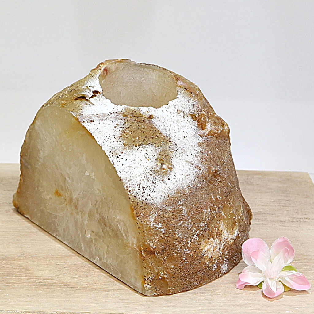 Agaat waxinelichthouder naturel