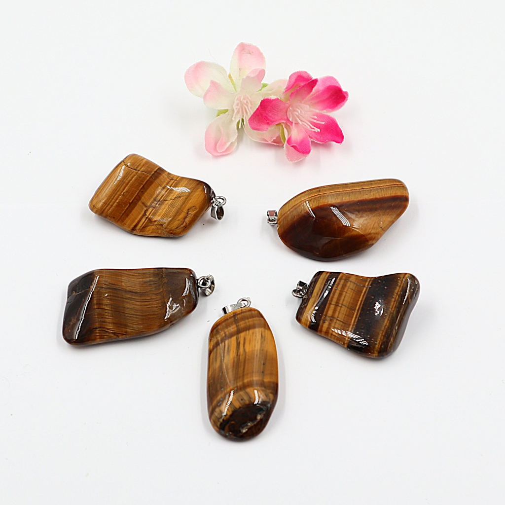 Gemstone collier Tijgeroog goud