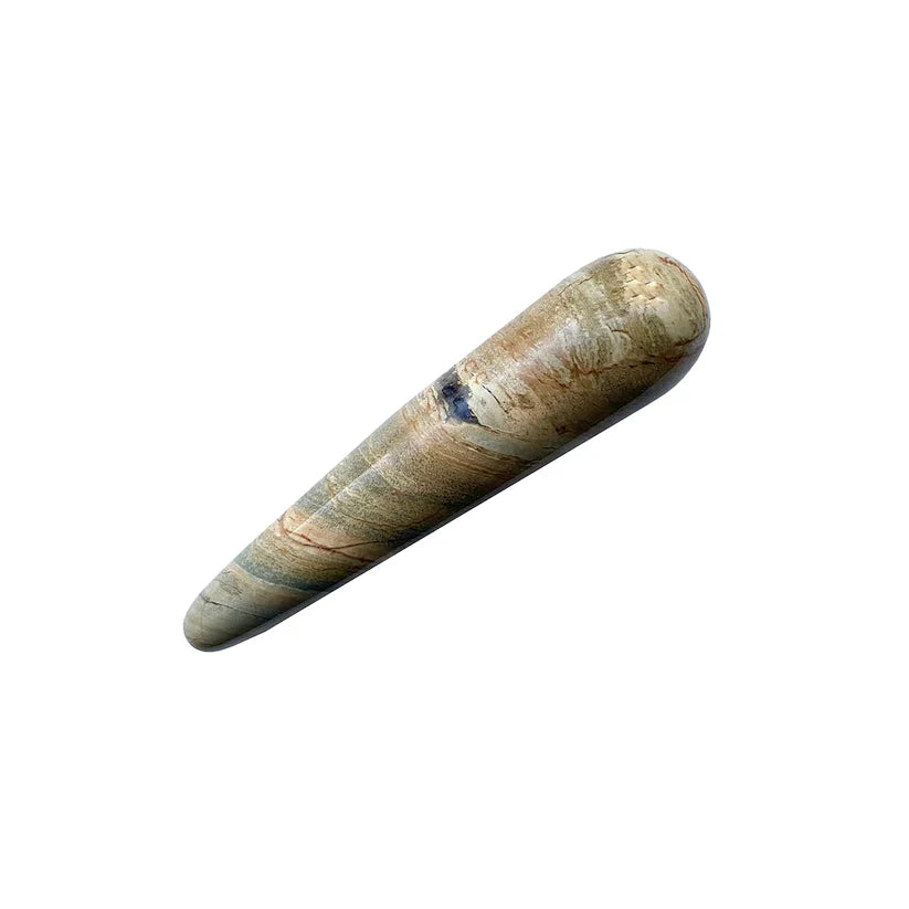 Massagestaaf jaspis zilverblad