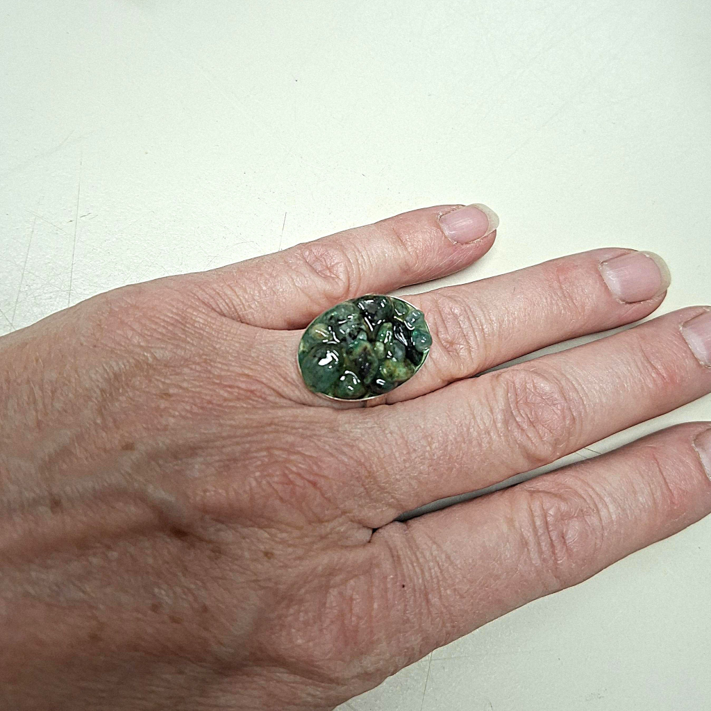 Zilveren ring met Smaragd