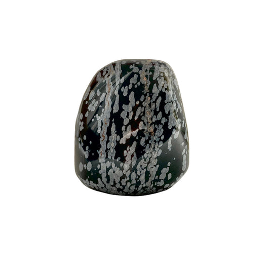 Edel-gedenk-steen obsidiaan sneeuwvlok staand