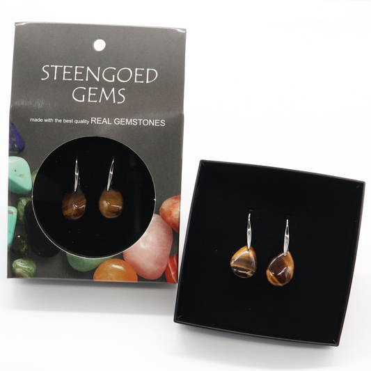 Gemstone Oorbellen Tijgeroog goud