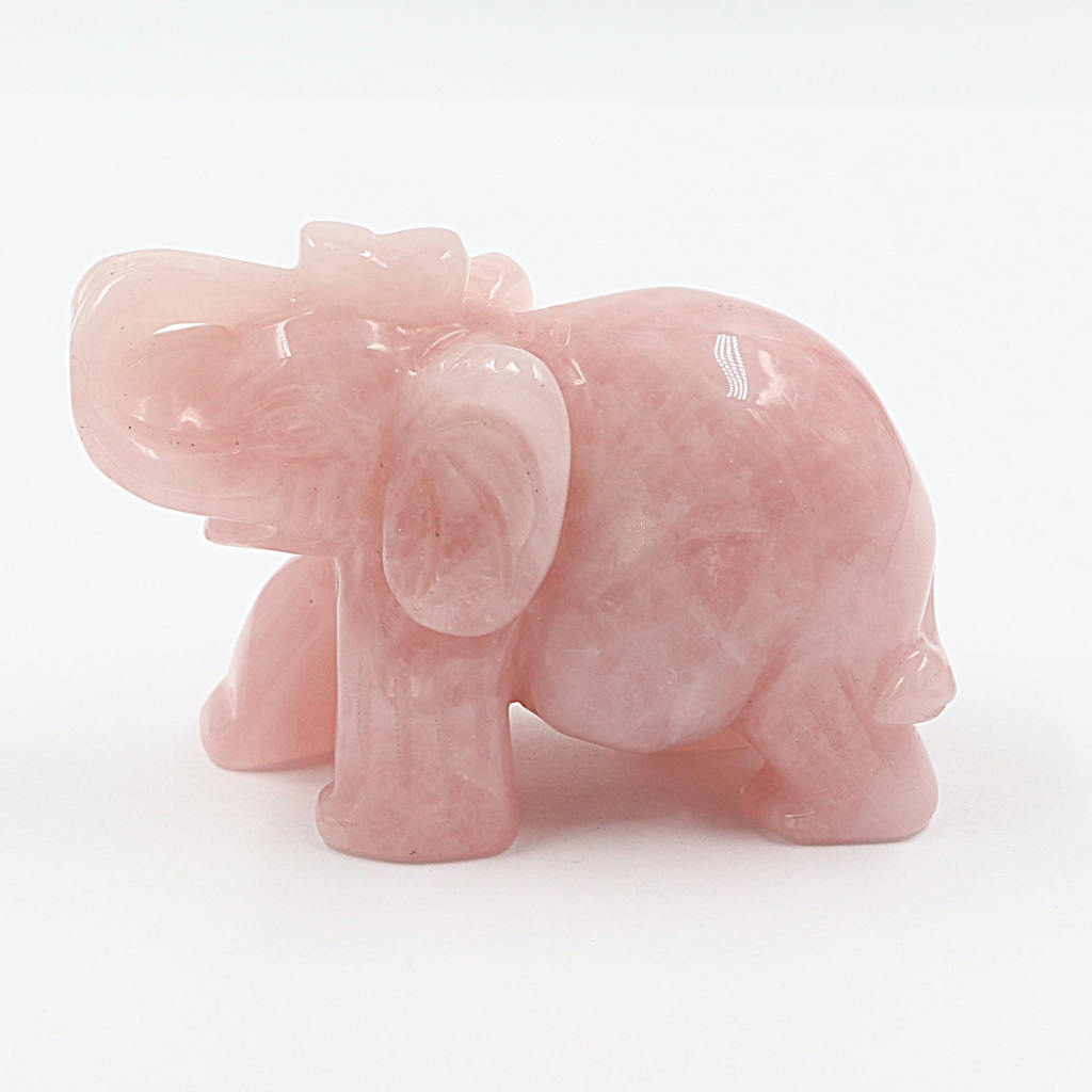 Edel-gedenk-steen Roze kwarts olifant