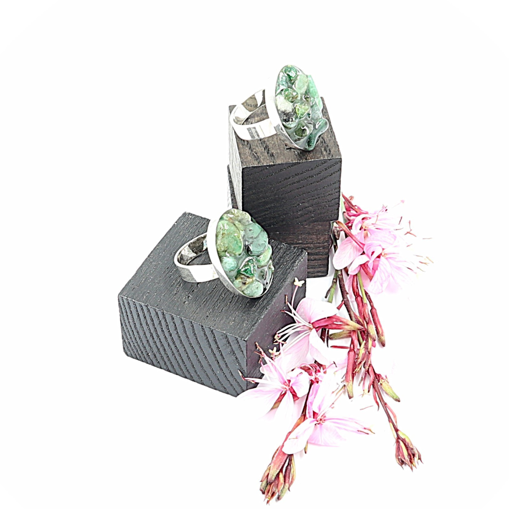 Zilveren ring met Smaragd