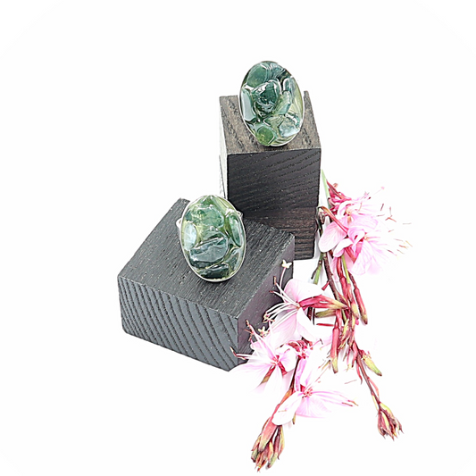 Zilveren ring met Mosagaat