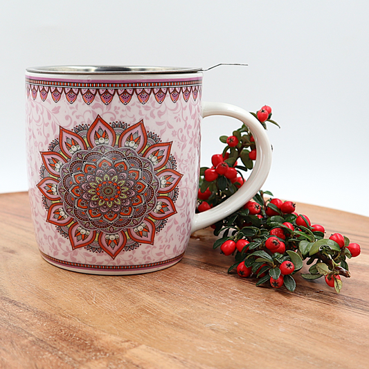 Theemok met zeef Mandala paars