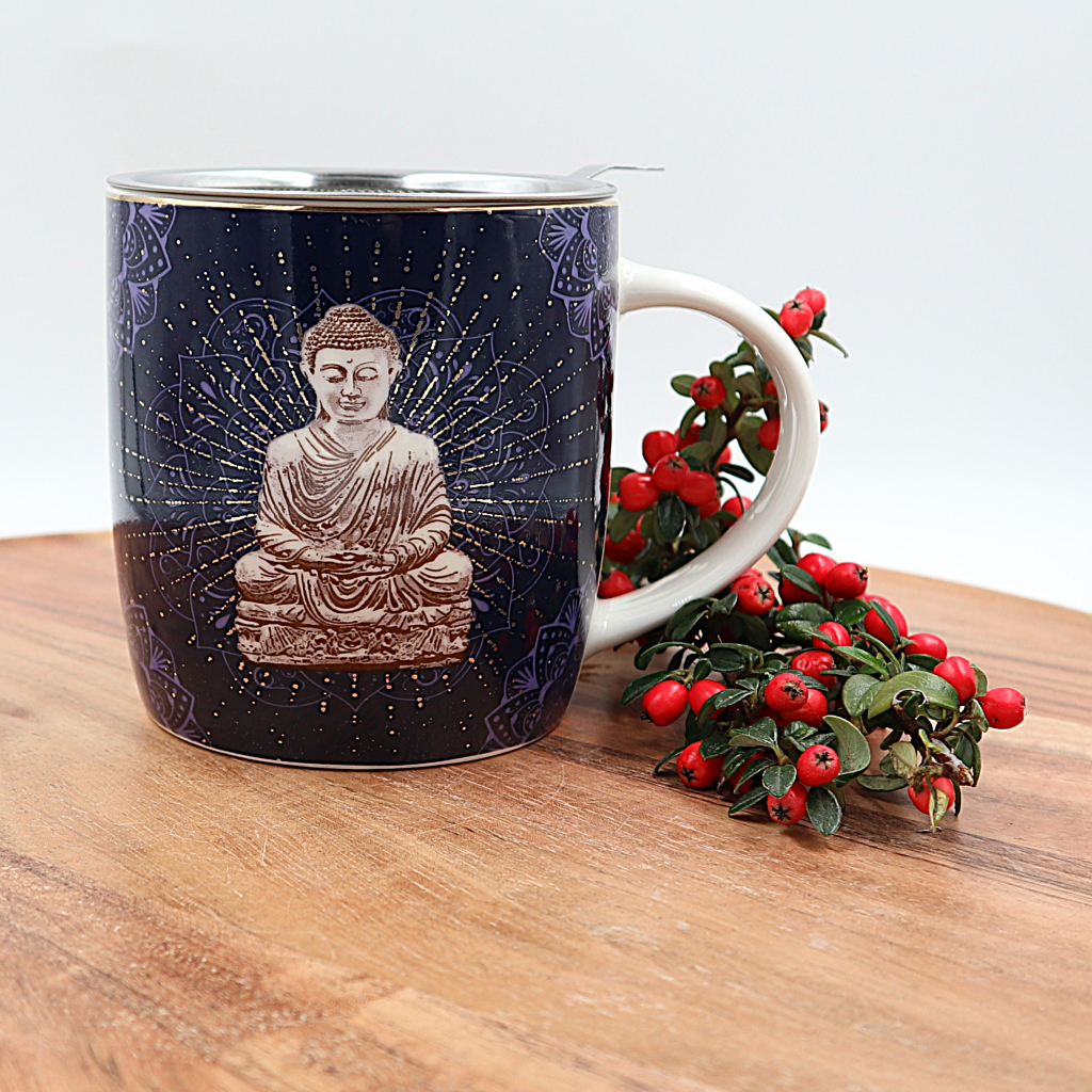 Theemok met zeef Boeddha blauw