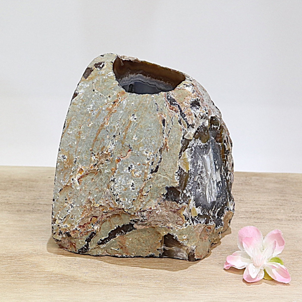 Agaat waxinelichthouder zwart