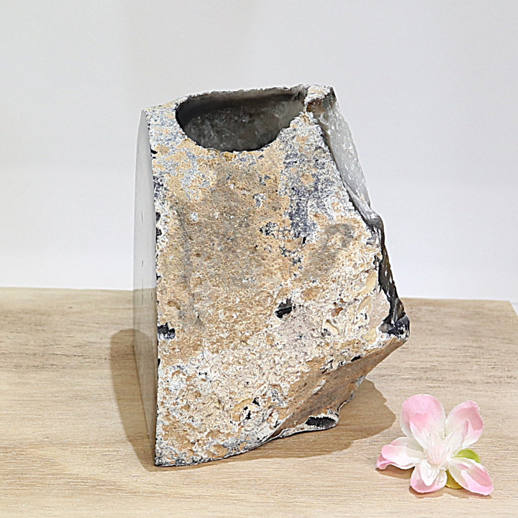 Agaat waxinelichthouder naturel/zwart