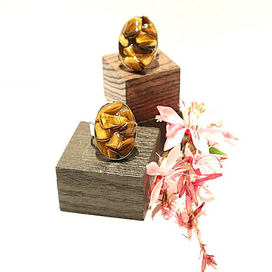 Zilveren ring met Tijgeroog goud