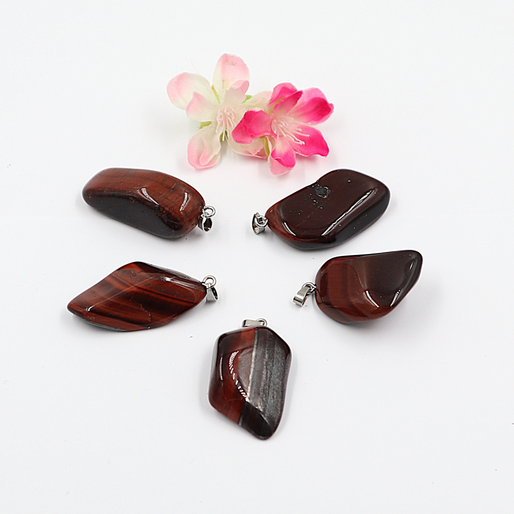 Gemstone collier Tijgeroog rood