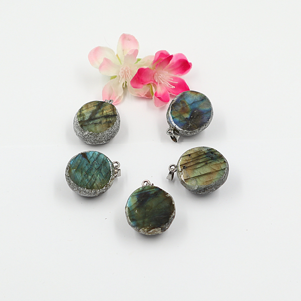 Gemstone collier Labradoriet halve bol