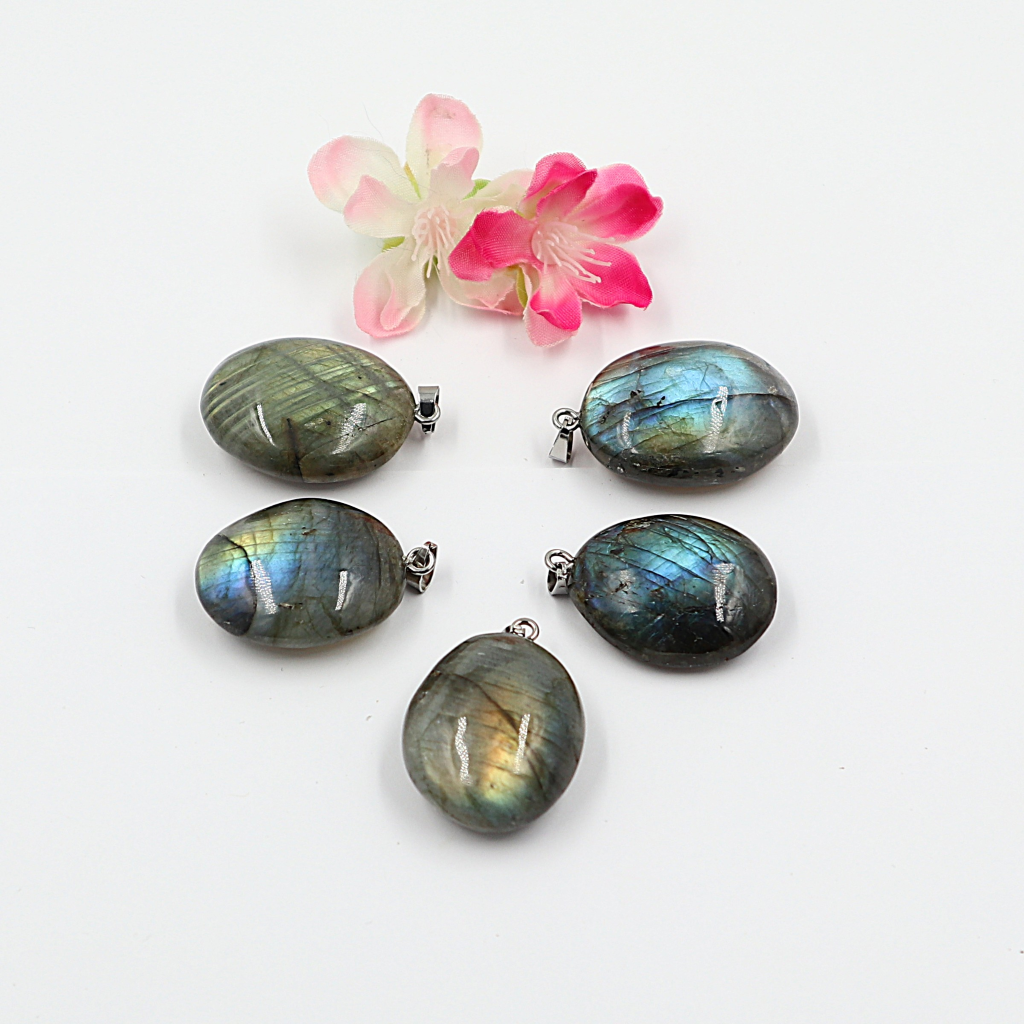 Gemstone collier Labradoriet ovaal